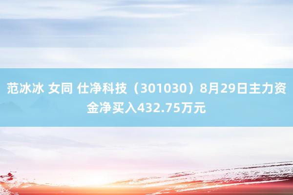 范冰冰 女同 仕净科技（301030）8月29日主力资金净买入432.75万元