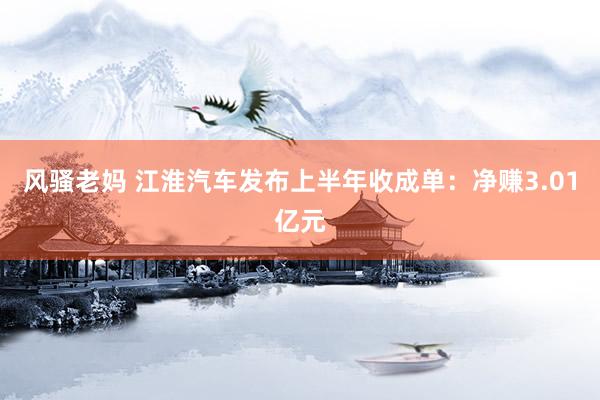 风骚老妈 江淮汽车发布上半年收成单：净赚3.01亿元