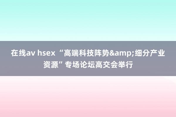 在线av hsex “高端科技阵势&细分产业资源”专场论坛高交会举行