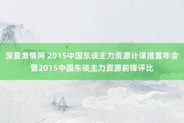 深爱激情网 2015中国东谈主力资源计谋措置年会暨2015中国东谈主力资源前锋评比