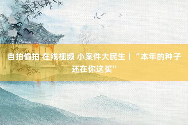 自拍偷拍 在线视频 小案件大民生丨“本年的种子还在你这买”