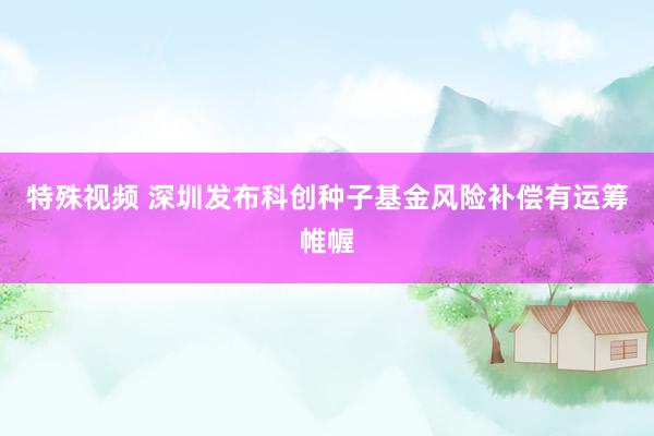 特殊视频 深圳发布科创种子基金风险补偿有运筹帷幄