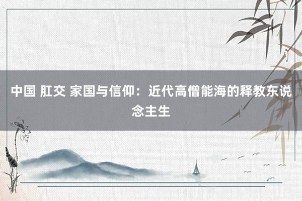 中国 肛交 家国与信仰：近代高僧能海的释教东说念主生