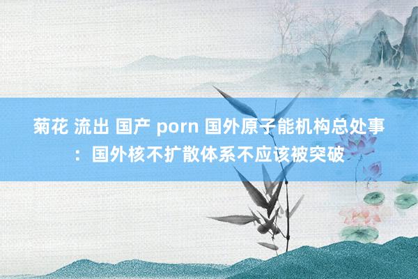 菊花 流出 国产 porn 国外原子能机构总处事：国外核不扩散体系不应该被突破