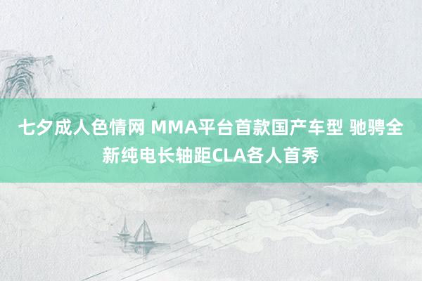 七夕成人色情网 MMA平台首款国产车型 驰骋全新纯电长轴距CLA各人首秀